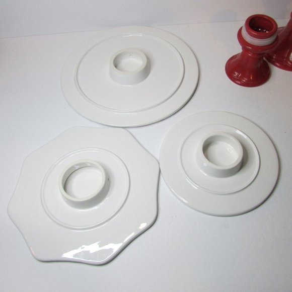 set 3 Avon Holly Dots cake stands Christmas risers snowflake polka dot red white - Picture 7 of 10